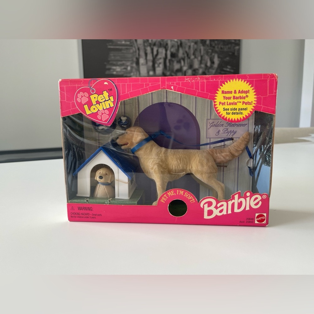 1990’s Barbie Doll Pet Lovin’ Golden Retriever and Puppy NWT